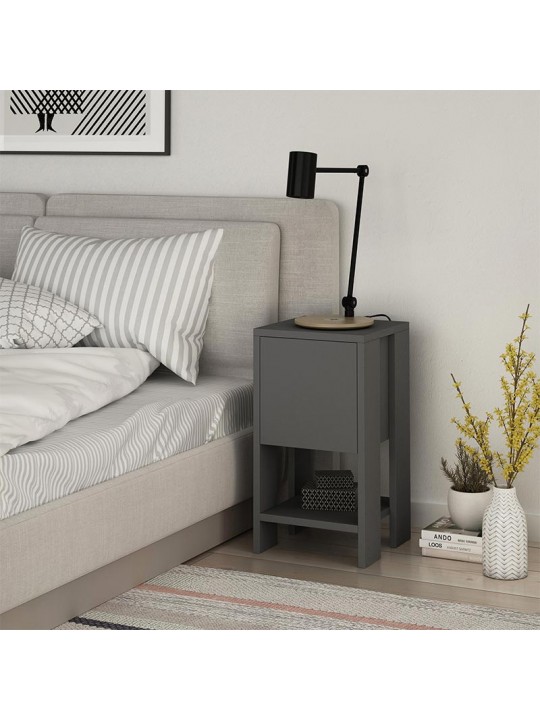 Κομοδίνο μελαμίνης Ema Megapap χρώμα ανθρακί 30x30x55εκ.