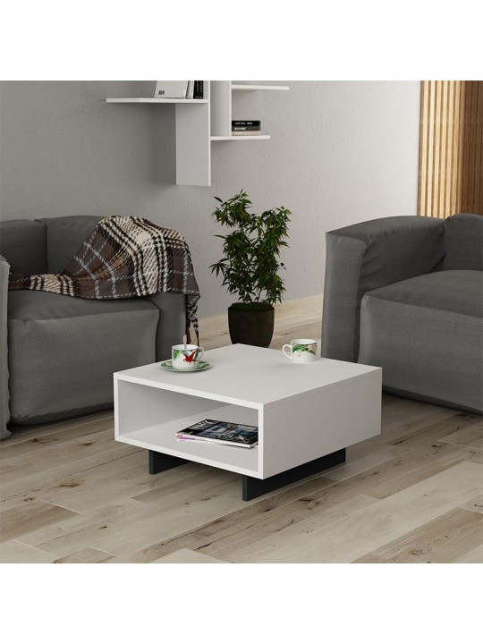 Τραπεζάκι σαλονιού Hola Megapap μελαμίνης χρώμα λευκό - ανθρακί 60x60x32εκ.