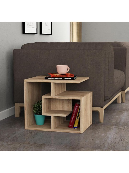 Βοηθητικό τραπεζάκι Labirent Megapap από μελαμίνη χρώμα φυσικό οξιάς 54x40x45εκ.