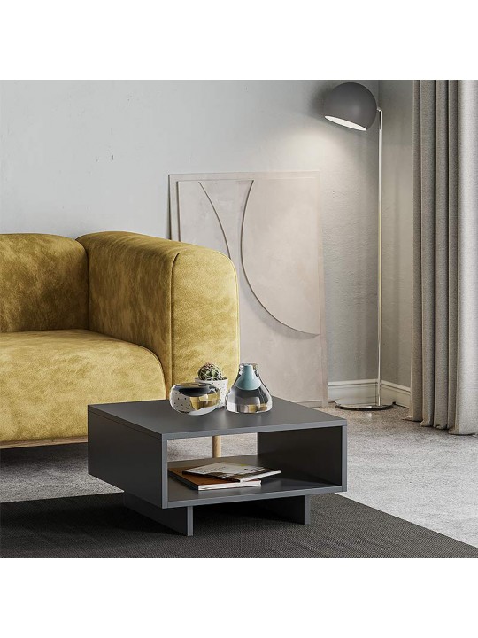 Τραπεζάκι σαλονιού Hola Megapap μελαμίνης χρώμα ανθρακί 60x60x32εκ.