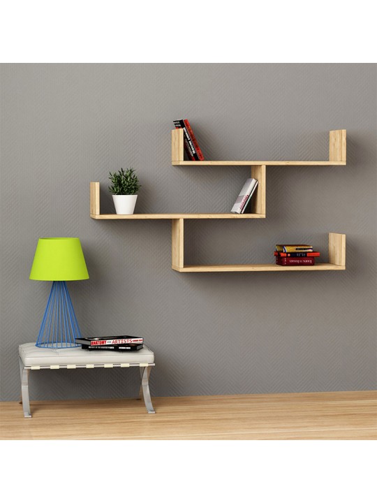 Ραφιέρα τοίχου Tibet Megapap μελαμίνης χρώμα φυσικό οξιάς 119x22x66εκ.