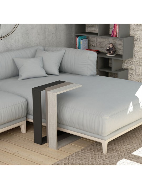 Τραπεζάκι βοηθητικό Muju Megapap μελαμίνης ανοιχτή μόκα/λευκό αντικέ/ανθρακί 30x40x57εκ.