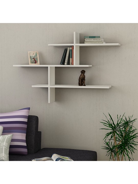 Ραφιέρα τοίχου Leo Megapap μελαμίνης χρώμα λευκό 123x22x80εκ.