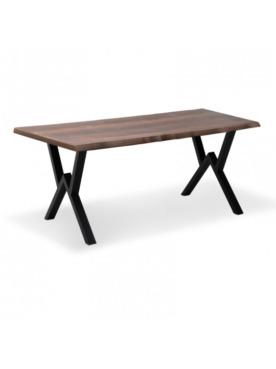 Τραπέζι Walter Megapap Mdf - μεταλλικό χρώμα καρυδί 140x80x75εκ.