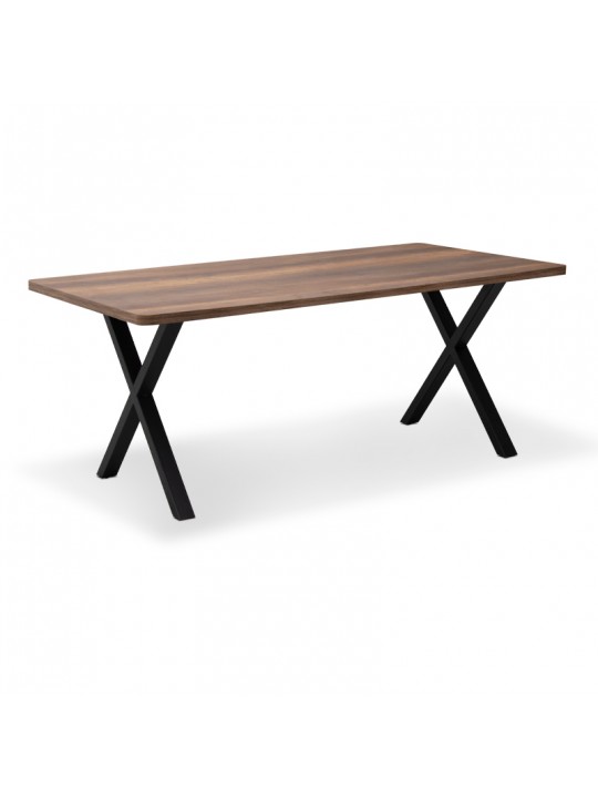 Τραπέζι Jeremy Megapap Mdf - μεταλλικό χρώμα καρυδί 160x80x75εκ.