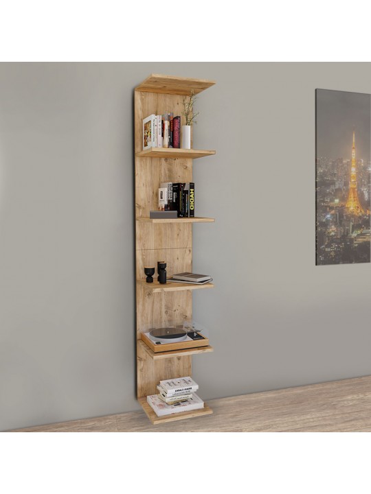 Βιβλιοθήκη - Ραφιέρα τοίχου μελαμίνης Ogden Megapap χρώμα pine oak 34,5x30x180εκ.