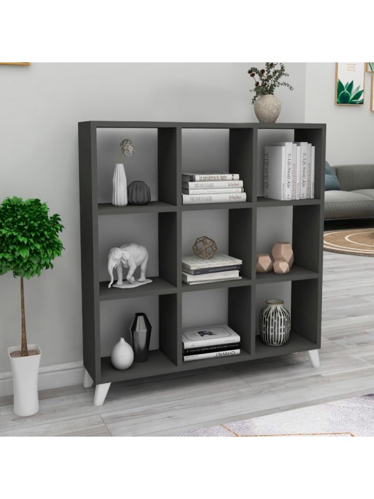 Βιβλιοθήκη μελαμίνης Saul Megapap χρώμα ανθρακί 88,2x20x88,2εκ.