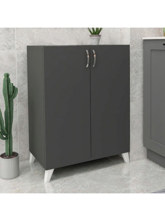 Ντουλάπι κουζίνας/μπάνιου - Παπουτσοθήκη μελαμίνης Lilly Megapap χρώμα ανθρακί 72x32,5x88εκ.