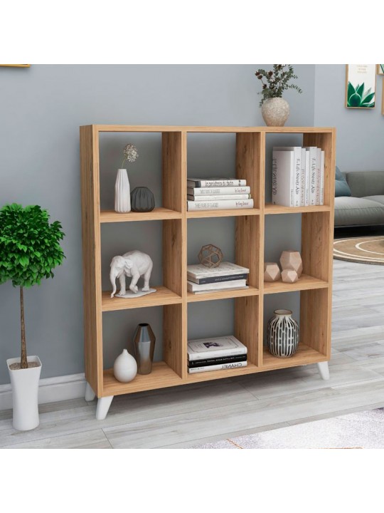 Βιβλιοθήκη μελαμίνης Saul Megapap χρώμα pine oak 88,2x20x88,2εκ.