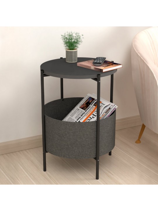 Βοηθητικό τραπεζάκι Kalid Megapap μελαμίνης - υφασμάτινο χρώμα ανθρακί - γκρι 43x43x60εκ.