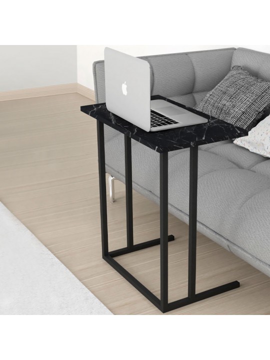Βοηθητικό τραπεζάκι Jango Megapap μεταλλικό - μελαμίνης χρώμα μαύρο εφέ μαρμάρου 60x35,5x65,5εκ.