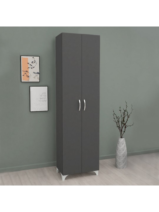 Ντουλάπα - Παπουτσοθήκη μελαμίνης Lilly Megapap χρώμα ανθρακί 49x32x178εκ.