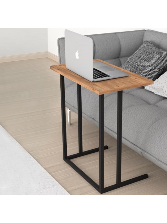 Βοηθητικό τραπεζάκι Jango Megapap μεταλλικό - μελαμίνης χρώμα μαύρο - pine oak 60x35,5x65,5εκ.