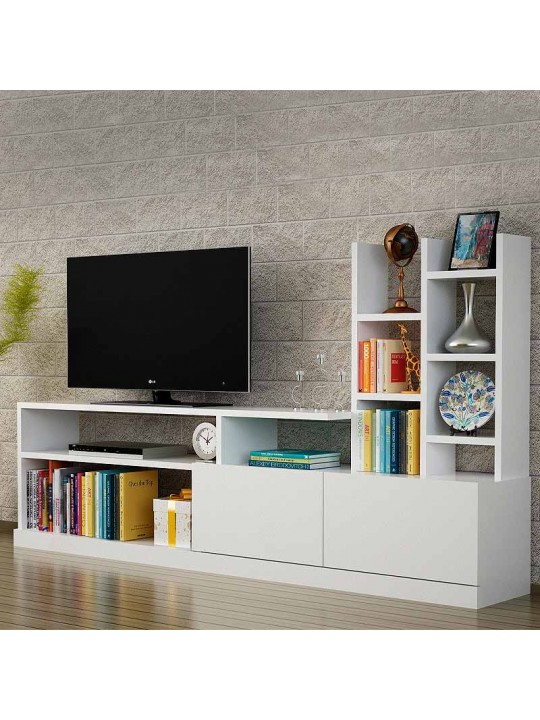 Σύνθεση τηλεόρασης Pesaro Megapap από μελαμίνη χρώμα λευκό 165x25x91,3εκ.