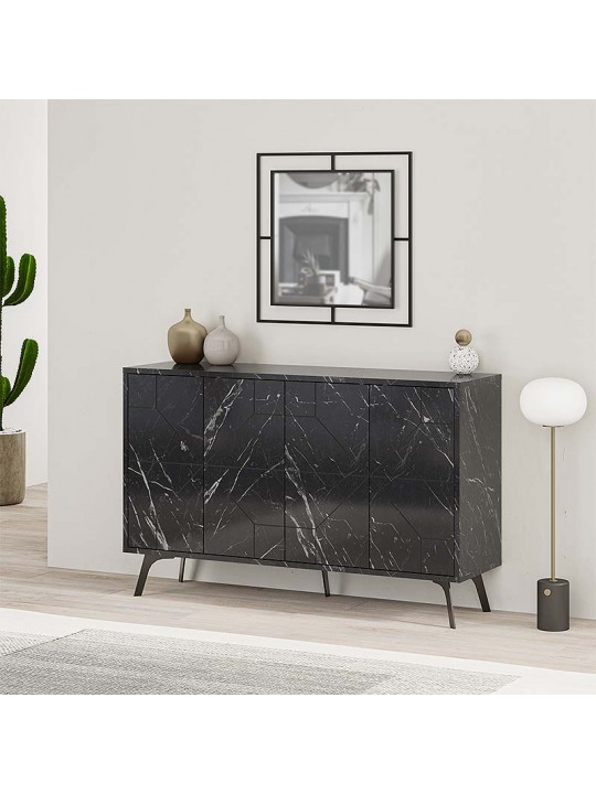 Μπουφές μελαμίνης Dune Megapap χρώμα μαύρο εφέ μαρμάρου 123x35x77,4εκ.