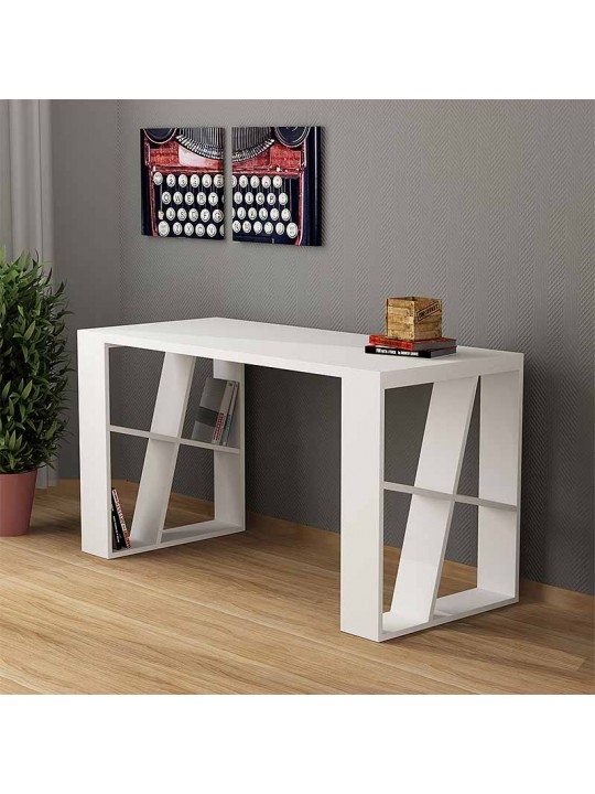 Γραφείο εργασίας Honey Megapap από μελαμίνη χρώμα λευκό 137x60x75εκ