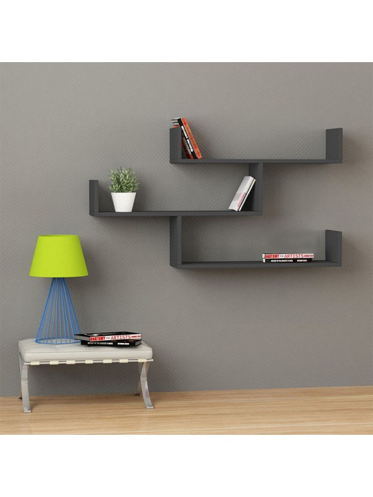 Ραφιέρα τοίχου Tibet Megapap μελαμίνης χρώμα ανθρακί 119x22x66εκ.