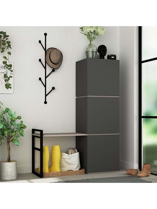 Έπιπλο εισόδου με κρεμάστρα Mello Megapap από μελαμίνη χρώμα ανθρακί 109x39x149εκ.