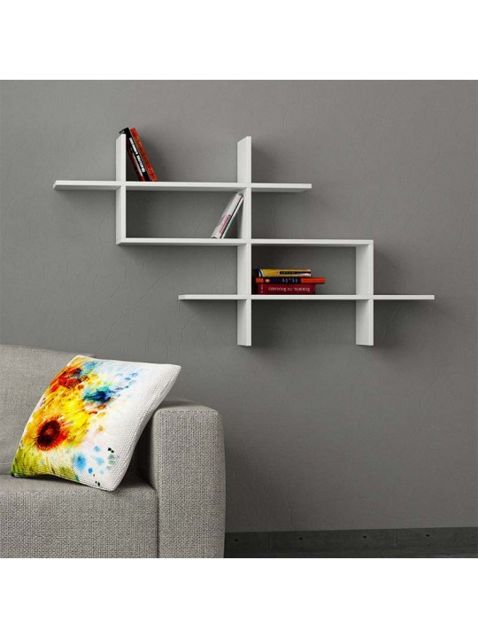 Ραφιέρα τοίχου Halic Megapap μελαμίνης χρώμα λευκό 150x22x82εκ.