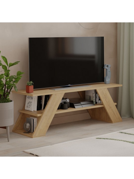 Έπιπλο τηλεόρασης Farfalla Megapap από μελαμίνη χρώμα φυσικό οξιάς 120x33,5x40εκ.