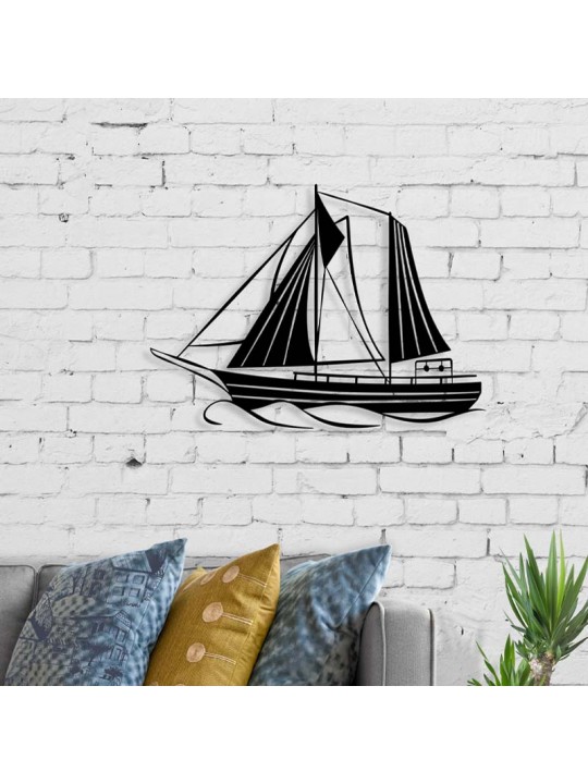 Διακοσμητικό τοίχου Sail Megapap μεταλλικό χρώμα μαύρο 55x2x40εκ.