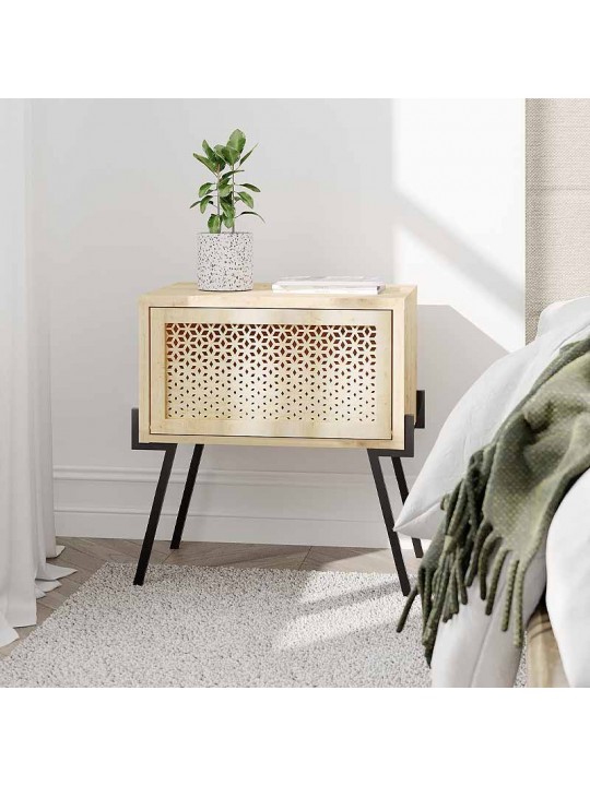 Κομοδίνο μελαμίνης Naive Megapap χρώμα φυσικό οξιάς 48x34x51εκ.