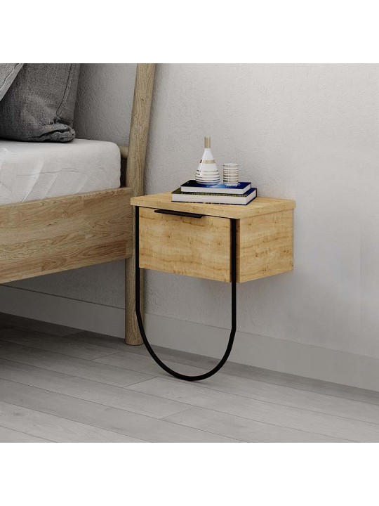 Κομοδίνο μελαμίνης Norfolk Megapap χρώμα φυσικό οξιάς 33x25x44εκ.