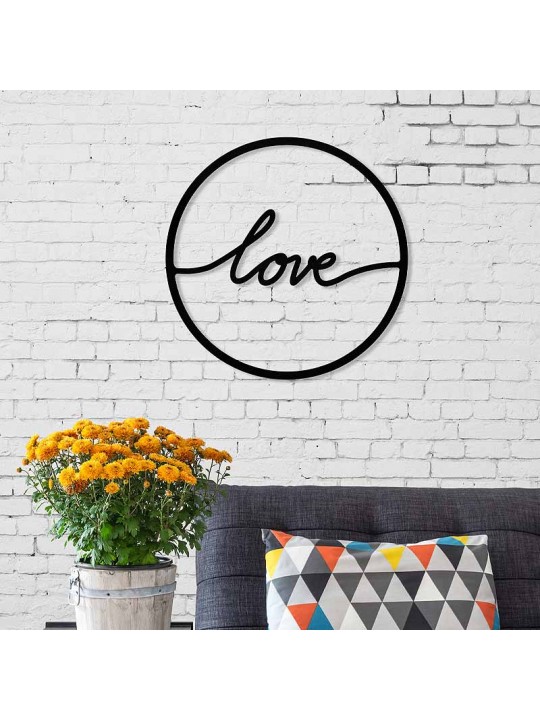 Διακοσμητικό τοίχου Love Megapap μεταλλικό χρώμα μαύρο 45x2x45εκ.