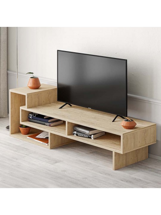 Έπιπλο τηλεόρασης Tetra Megapap μελαμίνης χρώμα φυσικό οξιάς 136,7x40x42εκ.