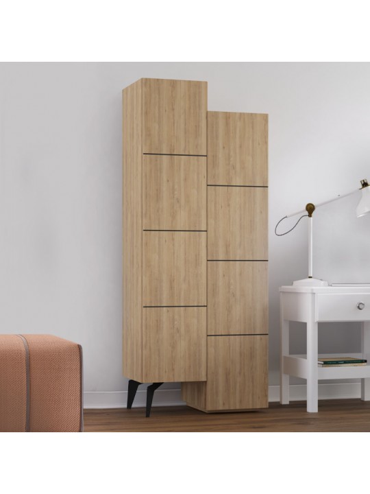 Ντουλάπι κουζίνας/μπάνιου - Παπουτσοθήκη Stair Megapap μελαμίνης χρώμα φυσικό οξιάς 62,2x37,4x156εκ.