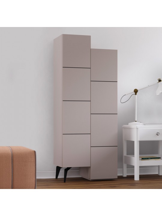 Ντουλάπι κουζίνας/μπάνιου - Παπουτσοθήκη Stair Megapap μελαμίνης χρώμα ανοιχτή μόκα 62,2x37,4x156εκ.