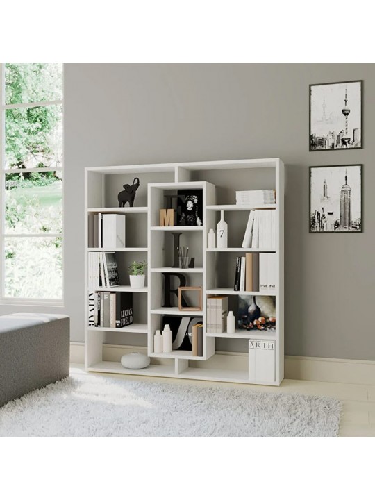 Βιβλιοθήκη μελαμίνης Ample Megapap χρώμα λευκό 125x22x135,7εκ.