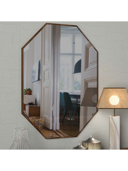 Καθρέπτης τοίχου Ursula Μegapap από μελαμίνη χρώμα καρυδί 45x2x70εκ.