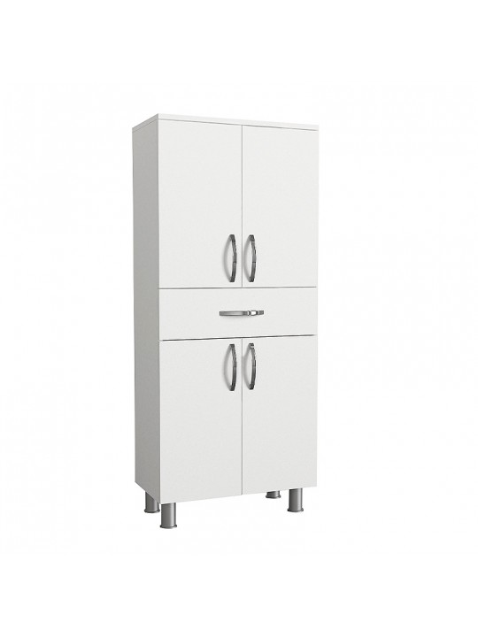 Ντουλάπι κουζίνας - μπάνιου Montana Megapap από μελαμίνη χρώμα λευκό 59,4x31,5x140εκ.