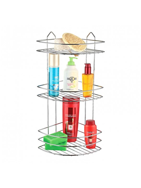 Ραφιέρα μπάνιου γωνιακή Perilla μεταλλική χρώμα ασημί 20x20x52εκ.