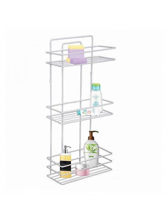 Ραφιέρα μπάνιου Perilla μεταλλική χρώμα λευκό 27x12x54εκ.