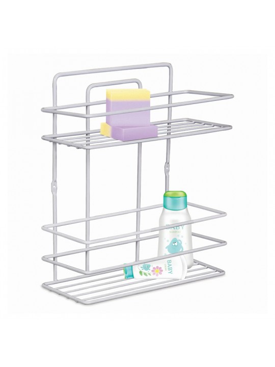 Ραφιέρα μπάνιου Perilla μεταλλική χρώμα λευκό 27x12x34εκ.