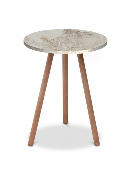 Βοηθητικό τραπεζάκι Roma Megapap από μελαμίνη χρώμα μπεζ εφέ μαρμάρου 33,5x33,5x46εκ.