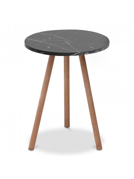 Βοηθητικό τραπεζάκι Roma Megapap από μελαμίνη χρώμα μαύρο εφέ μαρμάρου 33,5x33,5x46εκ.