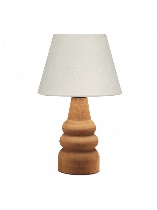 Φωτιστικό επιτραπέζιο Lary Megapap E27 υφασμάτινο - ξύλινο χρώμα κρεμ - καφέ Φ24x36εκ.