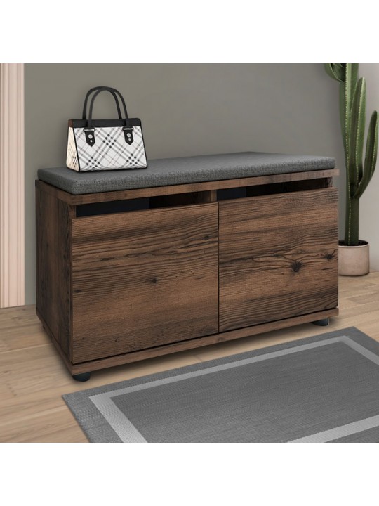 Παπουτσοθήκη μελαμίνης Twain Megapap 8 ζευγών χρώμα καπνιστή καρυδιά 80x35x42εκ.