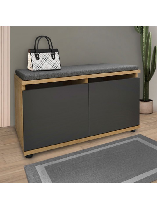 Παπουτσοθήκη μελαμίνης Twain Megapap 8 ζευγών χρώμα sapphire oak - ανθρακί 80x35x42εκ.