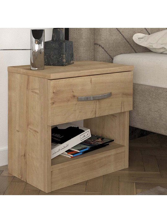 Κομοδίνο μελαμίνης Lube Megapap χρώμα sapphire oak 40x28,2x40εκ.