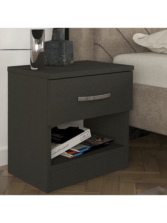 Κομοδίνο μελαμίνης Lube Megapap χρώμα ανθρακί 40x28,2x40εκ.