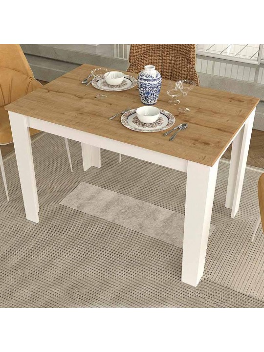 Τραπέζι μελαμίνης Darlen Megapap χρώμα λευκό - sapphire oak 110x72x74εκ.