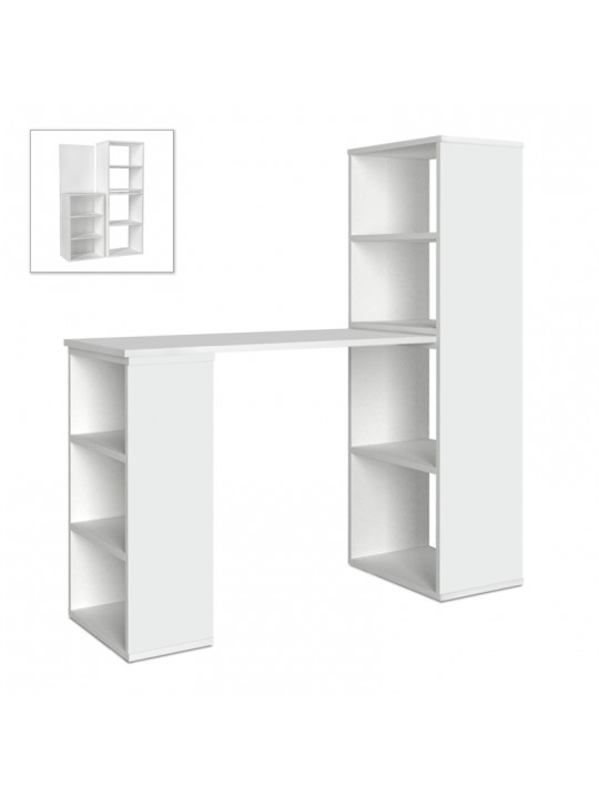 Γραφείο εργασίας πολυμορφικό Last Megapap από μελαμίνη χρώμα λευκό 119x44,7x123εκ.