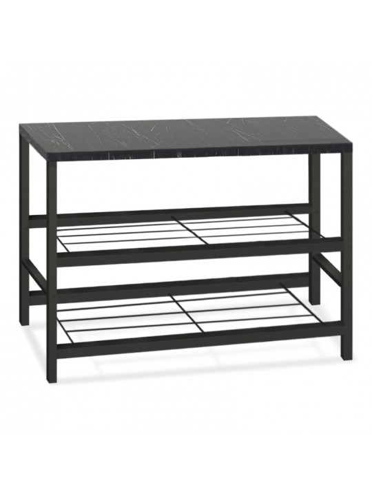 Παπουτσοθήκη Dalia Megapap 6 ζευγών μεταλλική - μελαμίνης χρώμα μαύρο εφέ μαρμάρου 65x30x45εκ.