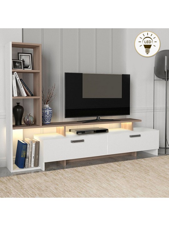 Σύνθεση τηλεόρασης Simal Megapap από μελαμίνη με LED χρώμα λευκό - cordoba 168,2x31,3x120εκ.