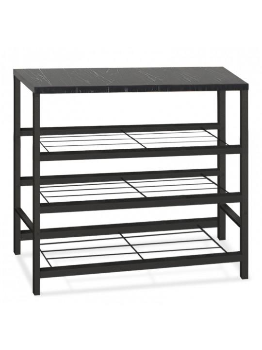 Παπουτσοθήκη Dalia Megapap 9 ζευγών μεταλλική - μελαμίνης χρώμα μαύρο εφέ μαρμάρου 65x30x67εκ.