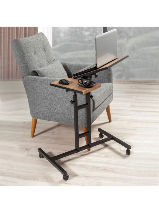 Τραπεζάκι βοηθητικό - laptop Frenk Megapap πολυμορφικό μεταλλικό - μελαμίνης χρώμα atlantic pine 67x45,5x62/87εκ.